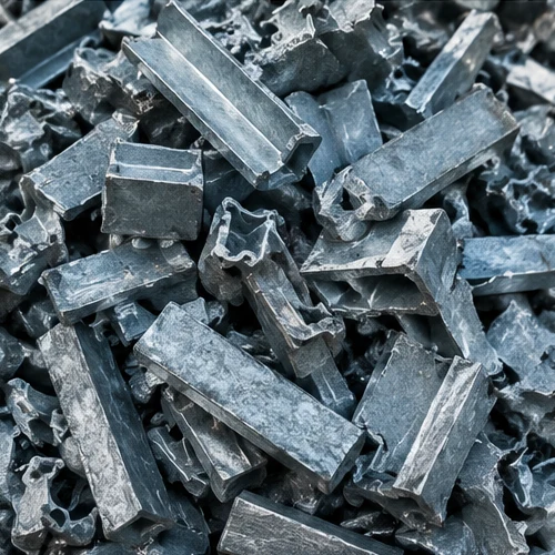 Çinko ve galvaniz görünümlü açık gri hurda parçaları
